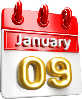 9th January Calendar - 3D Render